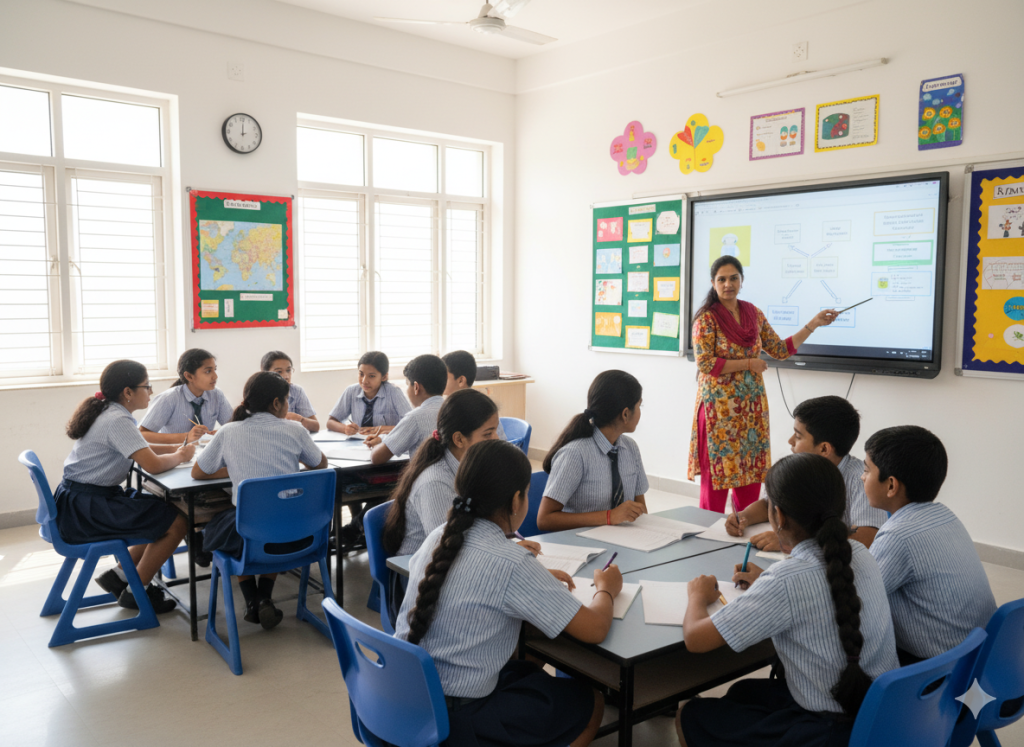 Students participating in group learning at the Best CBSE School in Hadapsar